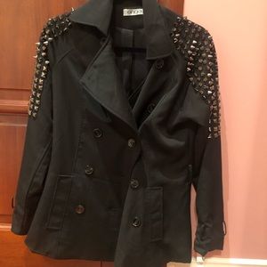 Black Women Studded Coat - Size Medium